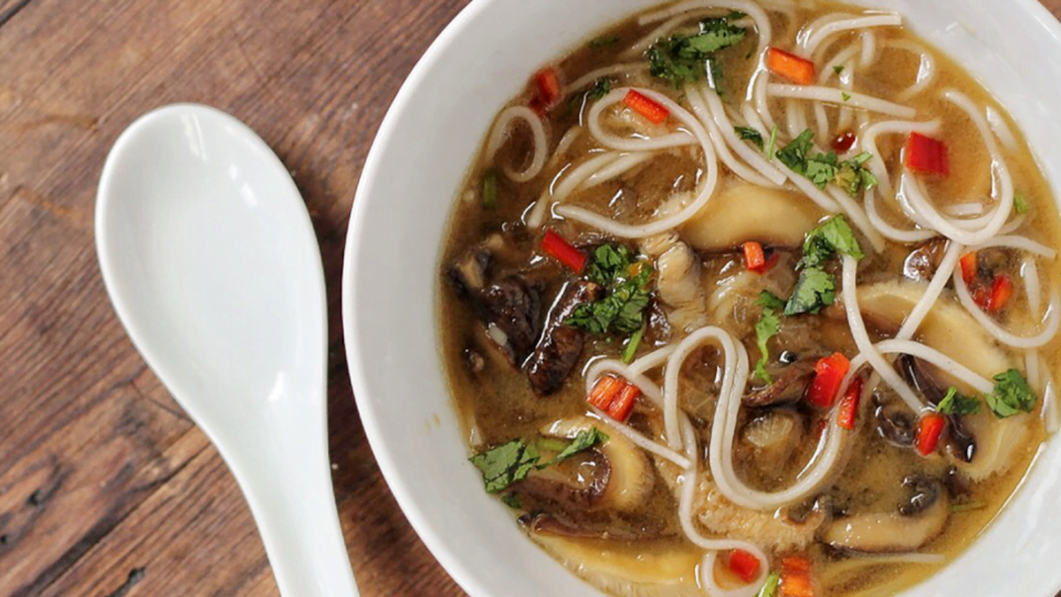 Vegetarian Miso Mushroom Noodle Bowls - Real Plans