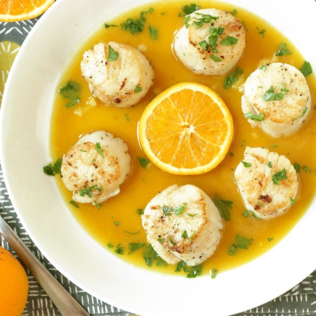 Pan Seared Scallops With Citrus Glaze Recipe Real Plans