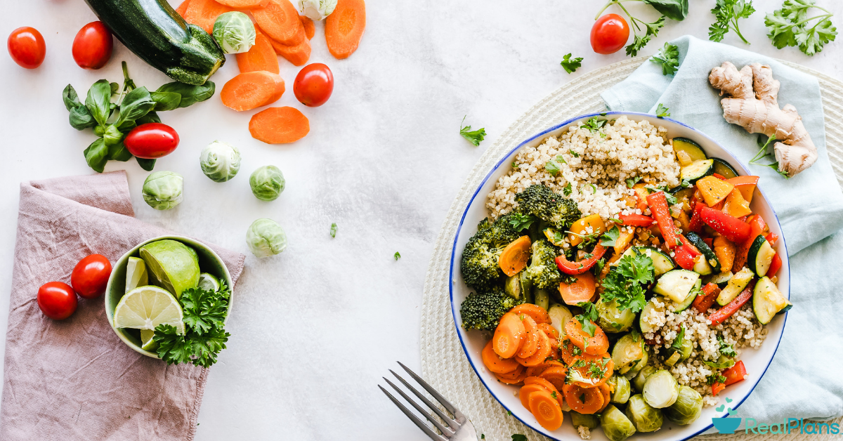 A meal prepared with seasonal vegetables.