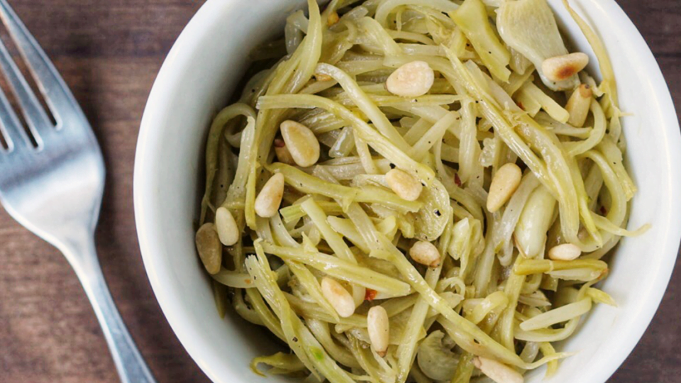 Gluten Free Broccoli Noodles with Garlic and Toasted Pine Nuts - Real Plans