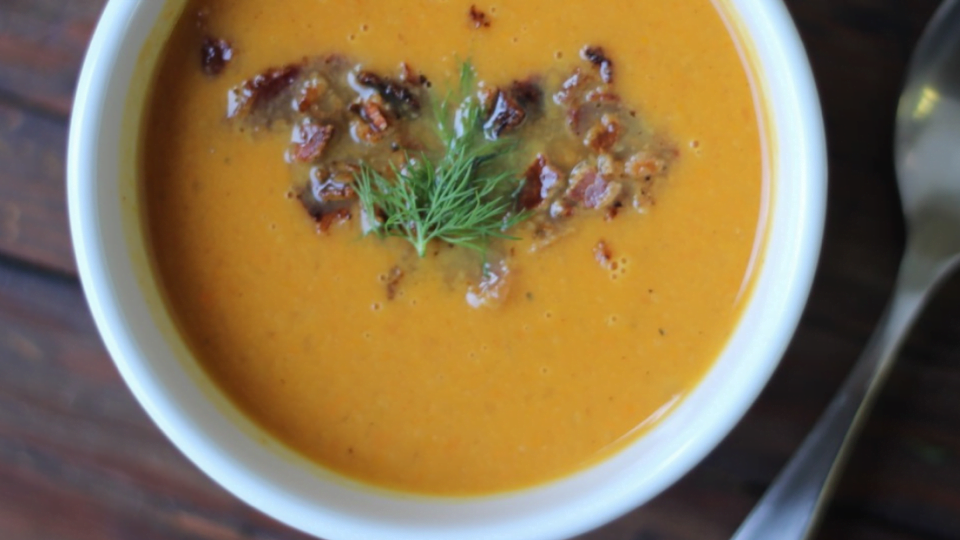 Spicy Sweet Potato and Bacon Soup