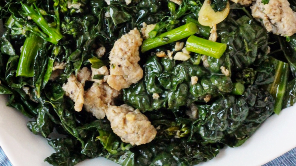 Stir-Fried Greens with Sausage (AIP) - Real Plans