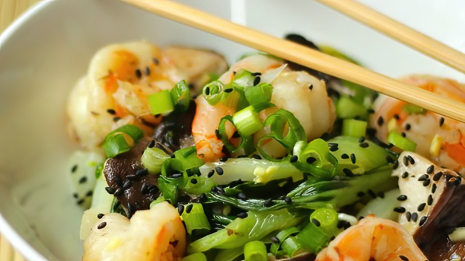 Shrimp Stir-Fry With Mushrooms And Greens