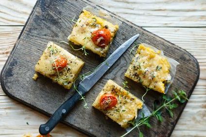 Fried Polenta with Tomato and Basil