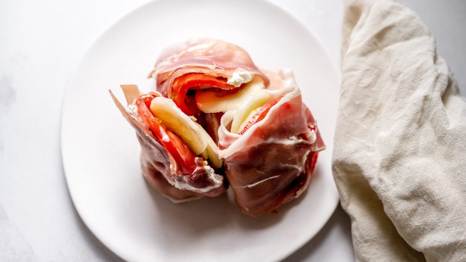 Prosciutto Wraps with Cucumber & Tomato – horizontal