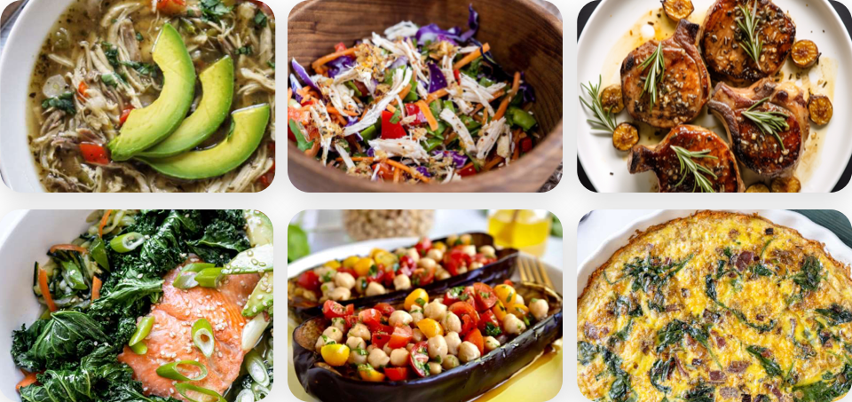 A set of recipes you can expect when you sign up for the Whole30 with real plans