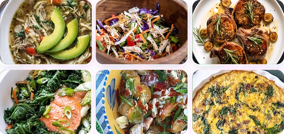 A set of recipes you can expect when you sign up for the Whole30 with real plans