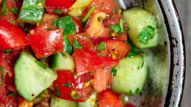 Tomato and Cucumber Mediterranean Salad